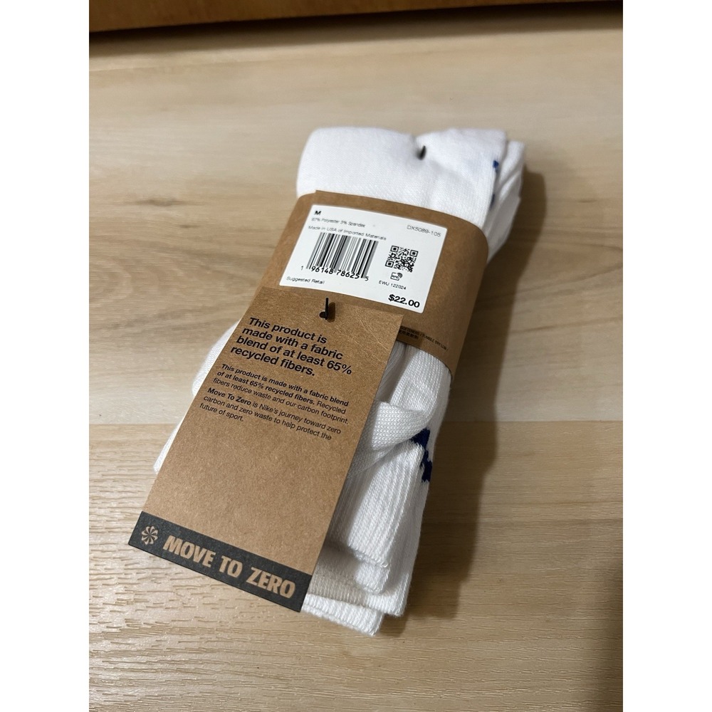 Nike Everyday Essential Blue White Size M Crew Socks 3 Pairs - Picture 2 of 3